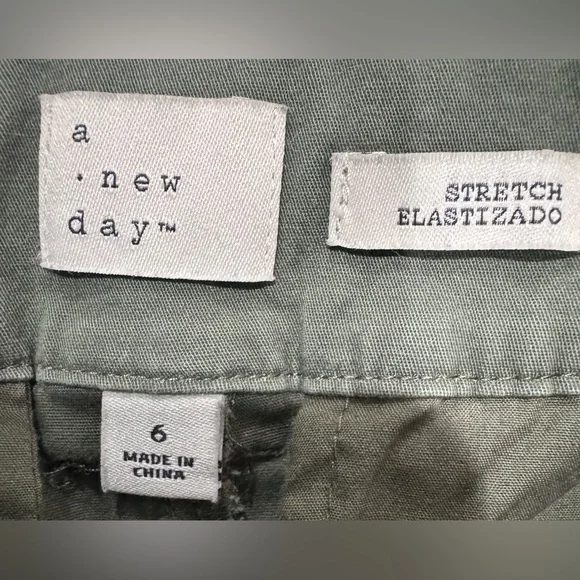 Olive Wide Leg Pants High Rise Tie Waist Women Size 6 Casual Boho - Picture 6 of 7